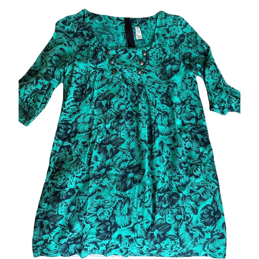 Maeve Anthropologie Kelly Green | Navy Floral Tunic Mini Dress | Boho | Size 2